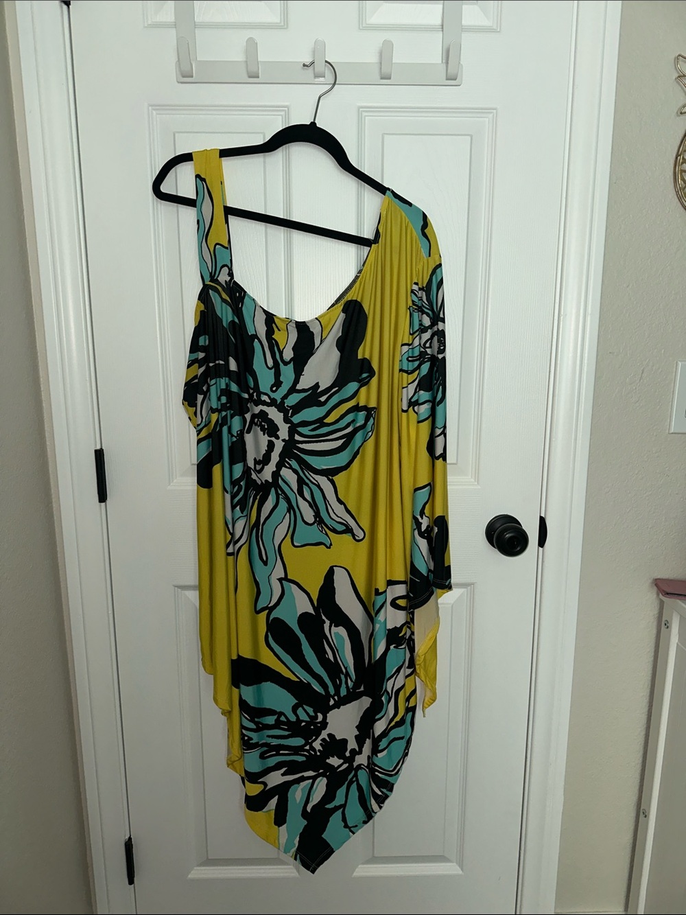 Ashley Stewart Yellow Floral One-Shoulder Dress